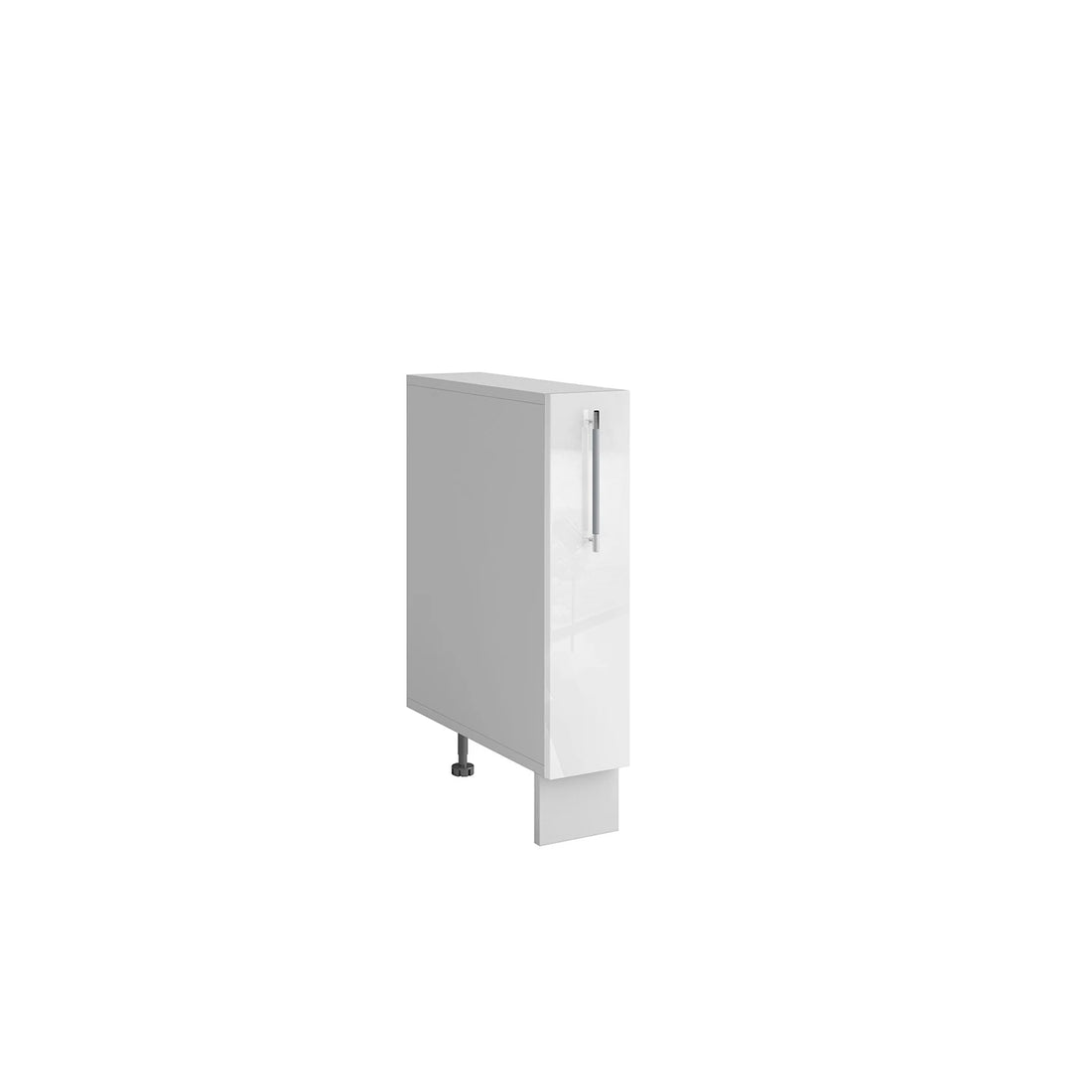 Meuble bas de cuisine blanc laqué 1 porte panier coulissant Inox L 15 x H 72 cm