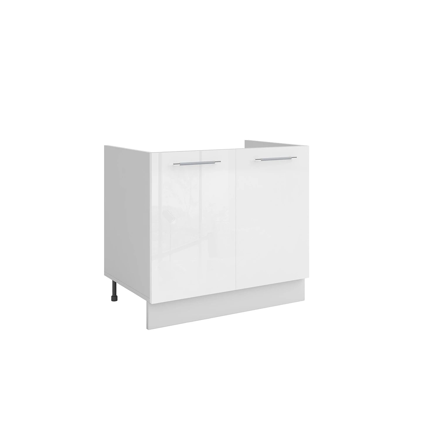 Meuble de cuisine sous évier blanc laqué 2 portes 1 étagère L 80 x H 72 cm