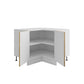 Meuble de cuisine bas d'angle bois clair 2 portes 1 étagères L 90 x 90 x H 72 cm ( Partie haut non couvert )