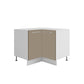 Meuble de cuisine bas d'angle sable mat 2 portes 1 étagères L 90 x 90 x H 72 cm ( Partie haut non couvert )