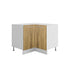 Meuble de cuisine bas d'angle bois clair 2 portes 1 étagères L 90 x 90 x H 72 cm ( Partie haut non couvert )
