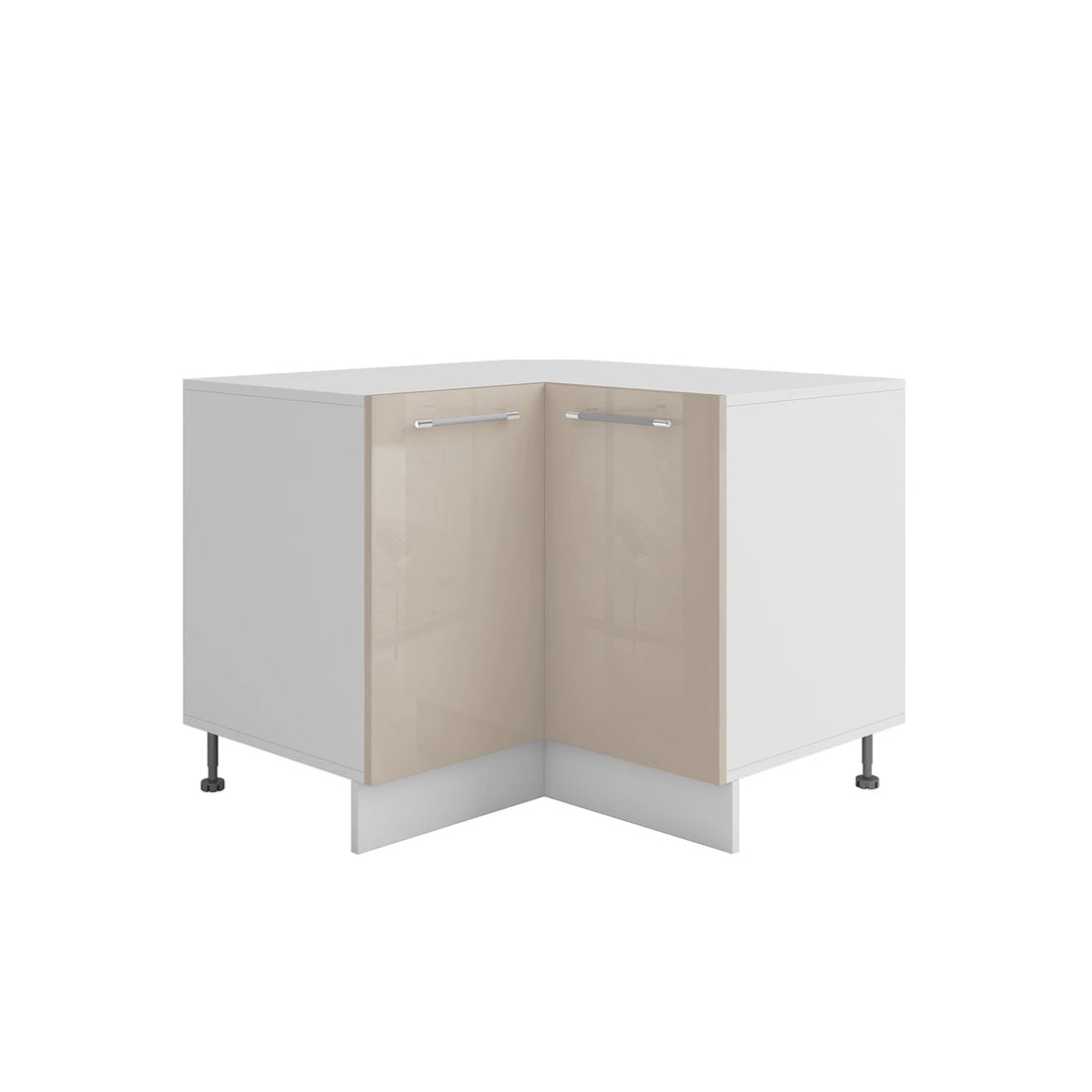 Meuble de cuisine bas d'angle taupe laqué 2 portes 1 étagères L 90 x 90 x H 72 cm
