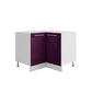 Meuble d'angle de cuisine aubergine laqué 2 portes 1 étagères L 90 x 90 x H 72 cm