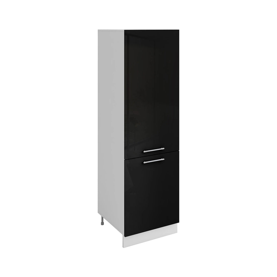 Meuble de cuisine colonne de frigo noir laqué 2 portes L 60 x H 200 cm