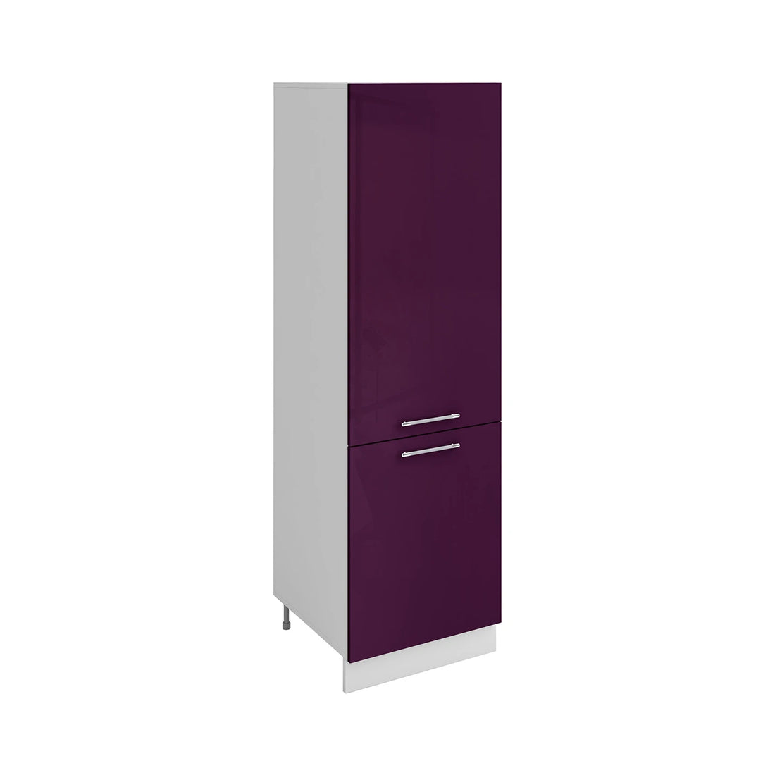 Meuble de cuisine colonne de frigo aubergine laqué 2 portes L 60 x H 200 cm