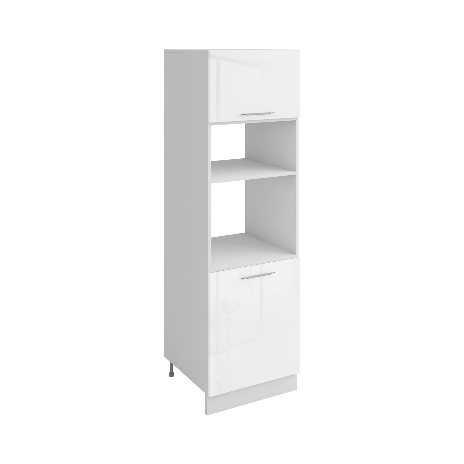 Meuble de cuisine colonne de four - micro-ondes blanc laqué 2 portes L 60 x H 200 cm