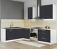 Cuisine complète d’angle 260 cm – Façade gris anthracite – Poignées inox et pieds fournis