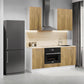 Cuisine complète 160 cm bois clair – 5 meubles – Haut & Bas
