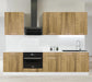 Cuisine complète 260 cm 7 meubles – façade bois clair – haut et bas