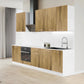 Cuisine complète 260 cm 7 meubles – façade bois clair – haut et bas