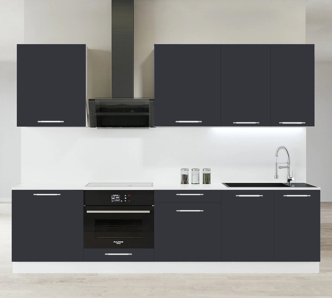Cuisine complète 260 cm – gris anthracite – 7 meubles