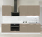 Cuisine complète 260 cm – 7 meubles façade sable mat et poignée inox