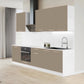 Cuisine complète 260 cm – 7 meubles façade sable mat et poignée inox