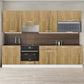Cuisine complète haut et bas 260 cm – façade bois clair, 8 meubles, poignées inox