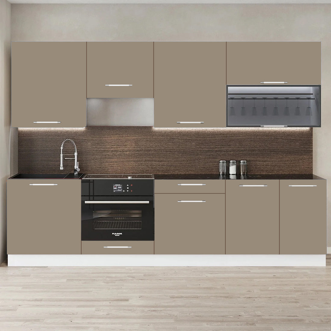 Cuisine complète 260 cm – 8 éléments – Façade sable mat