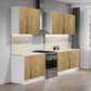 Cuisine complète bois clair – 280 cm – 6 meubles avec sous évier
