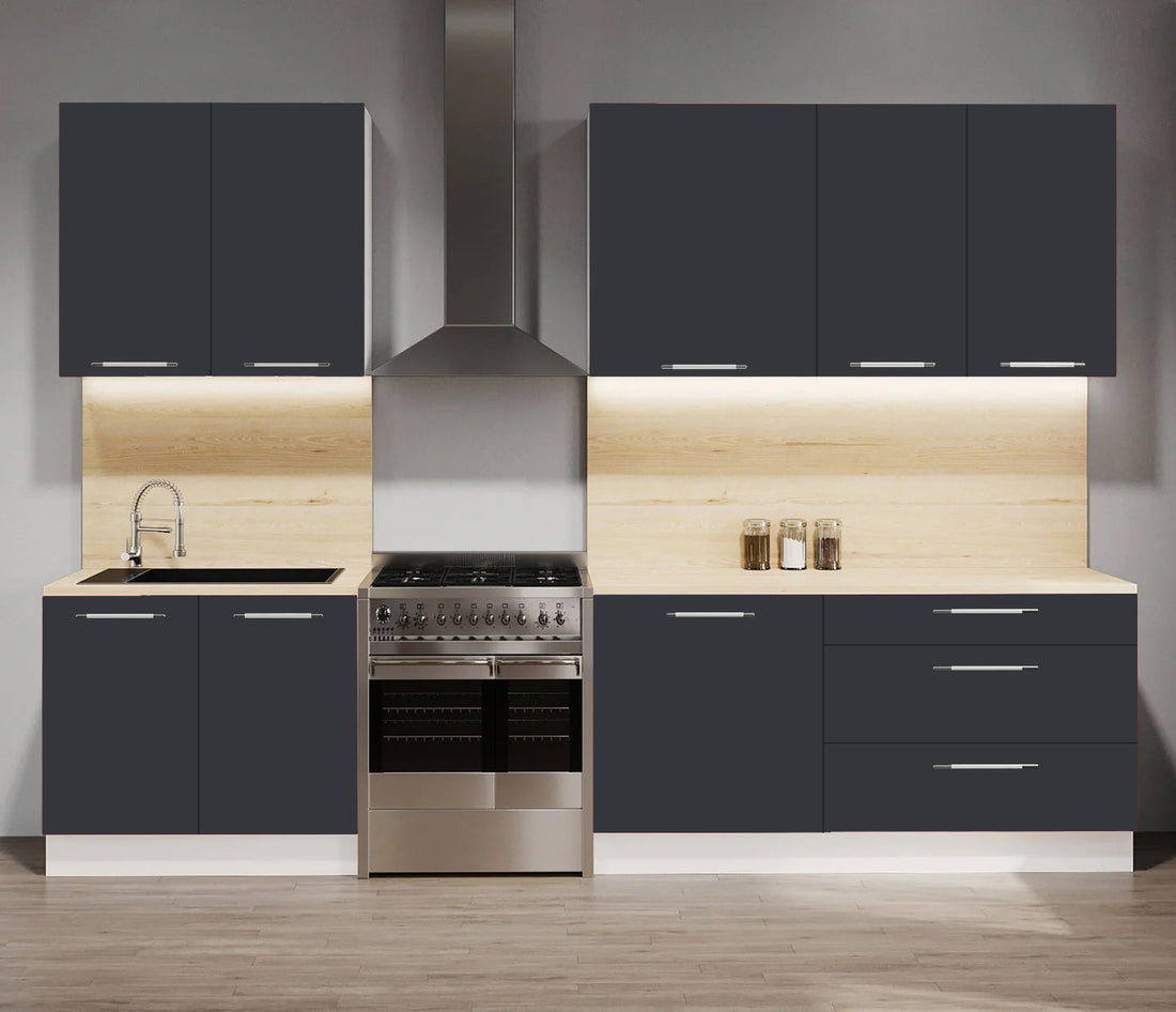 Cuisine complète 280 cm haut et bas – Façade gris anthracite