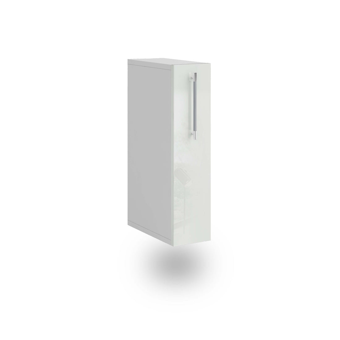 Meuble de cuisine haut blanc laqué 1 porte 2 étagères L 15 x H 72 cm