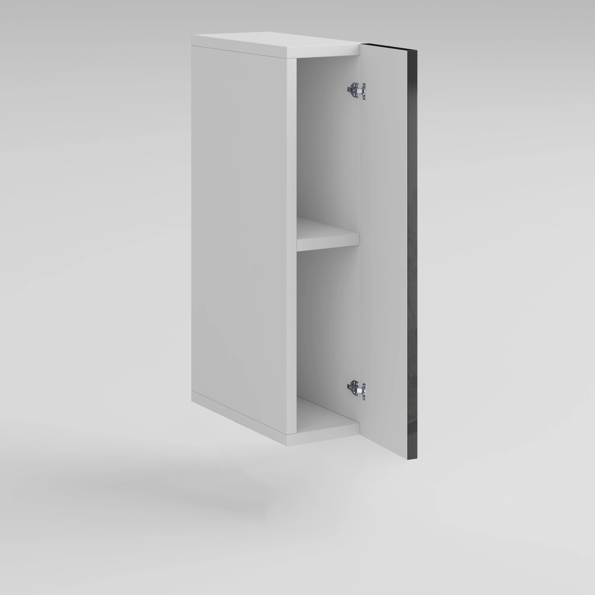 Meuble de cuisine haut ouvert taupe laqué 1 porte 2 étagères L 15 x H 72 cm