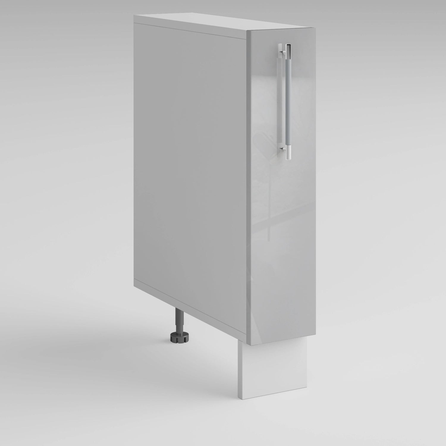 Meuble bas de cuisine gris laqué 1 porte panier coulissant Inox L 15 x H 72 cm