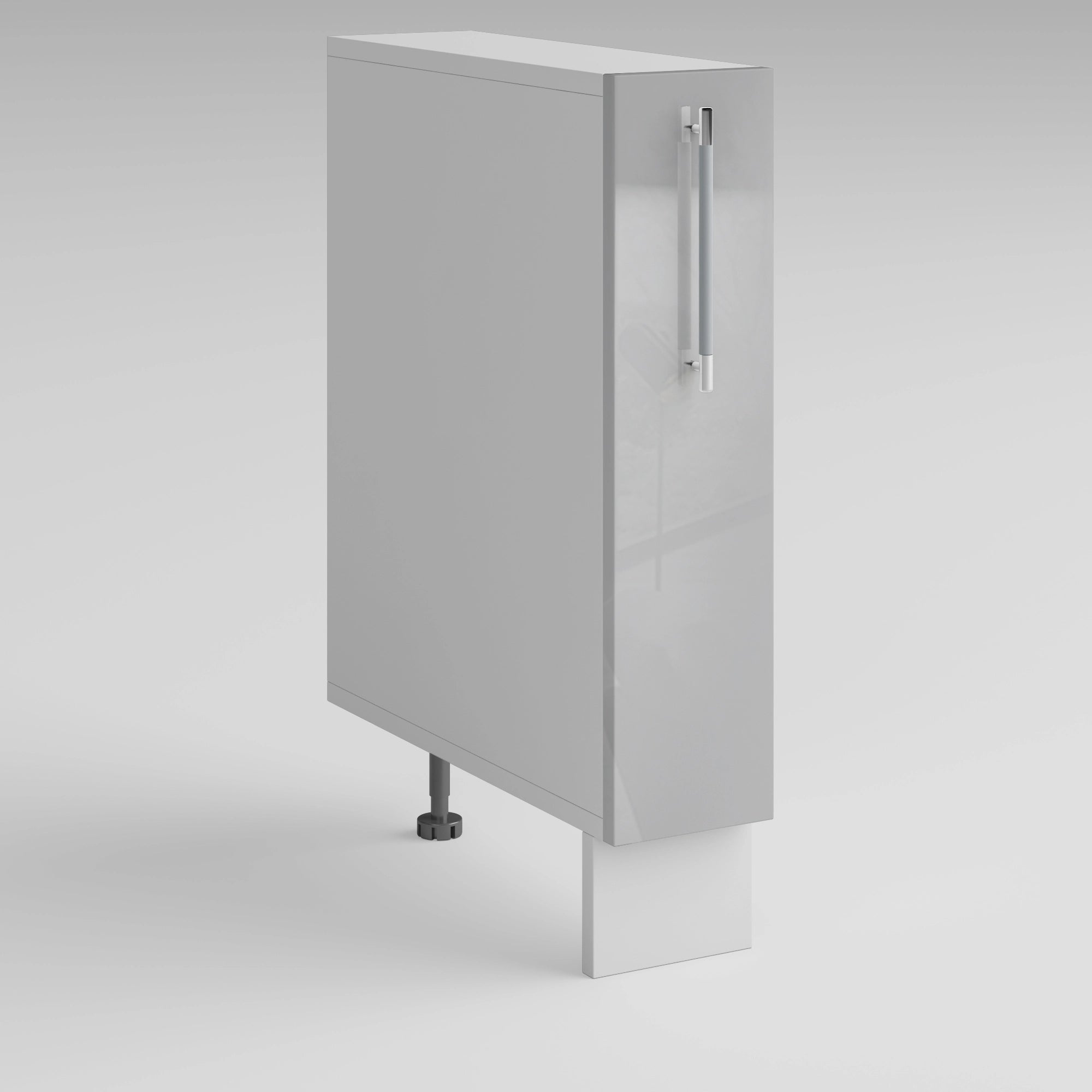 Meuble bas de cuisine gris laqué 1 porte panier coulissant Inox L 15 x H 72 cm