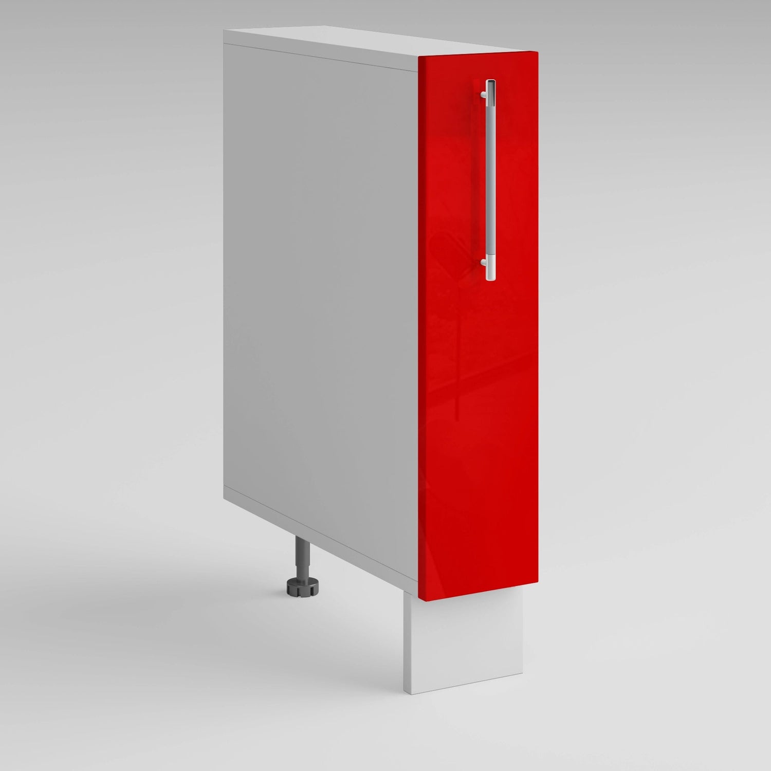 Meuble bas de cuisine rouge laqué 1 porte panier coulissant Inox L 15 x H 72 cm