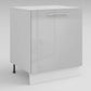 Meuble de cuisine sous évier gris laqué 1 porte 2 étagères L 60 x H 72 cm