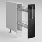 Meuble bas de cuisine taupe ouvert laqué 1 porte panier coulissant Inox L 15 x H 72 cm
