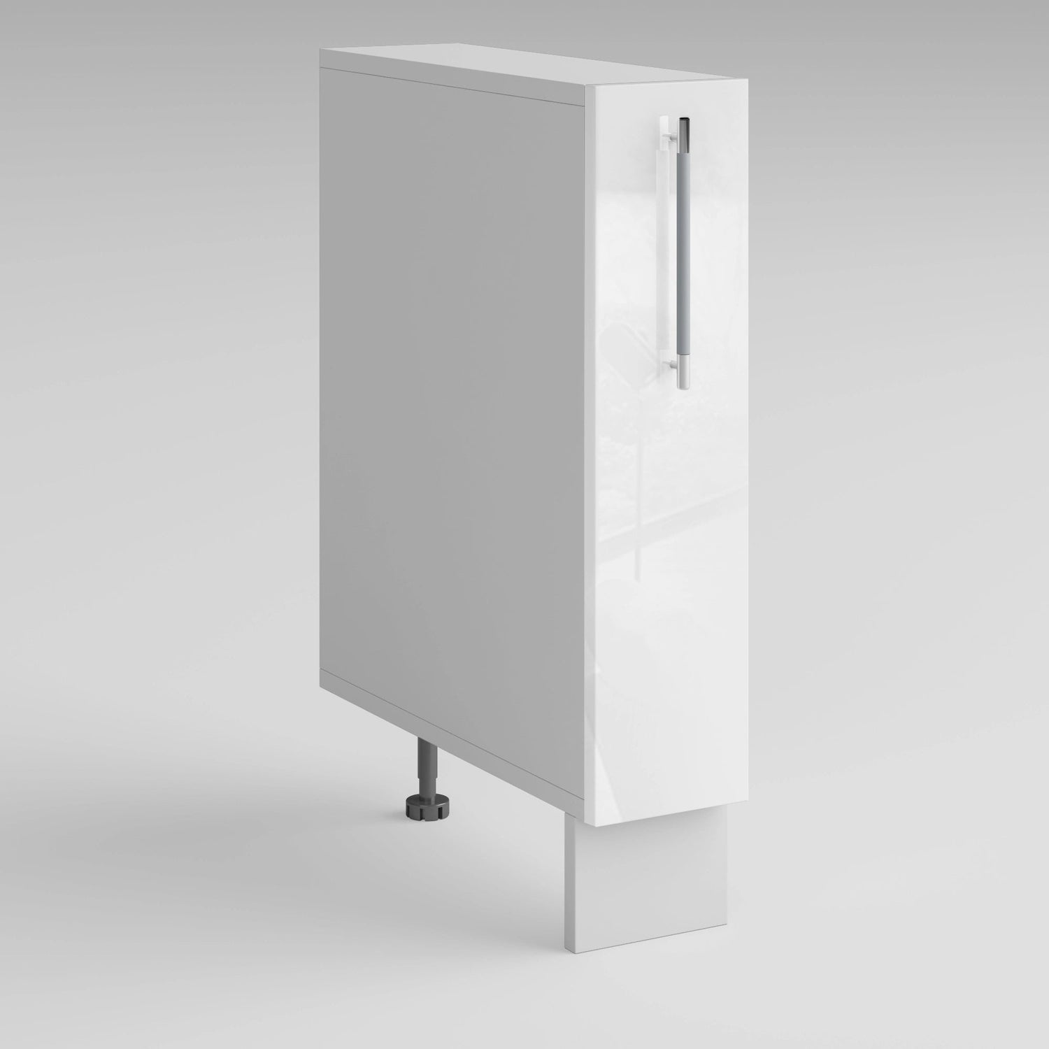 Meuble bas de cuisine blanc laqué 1 porte panier coulissant Inox L 15 x H 72 cm