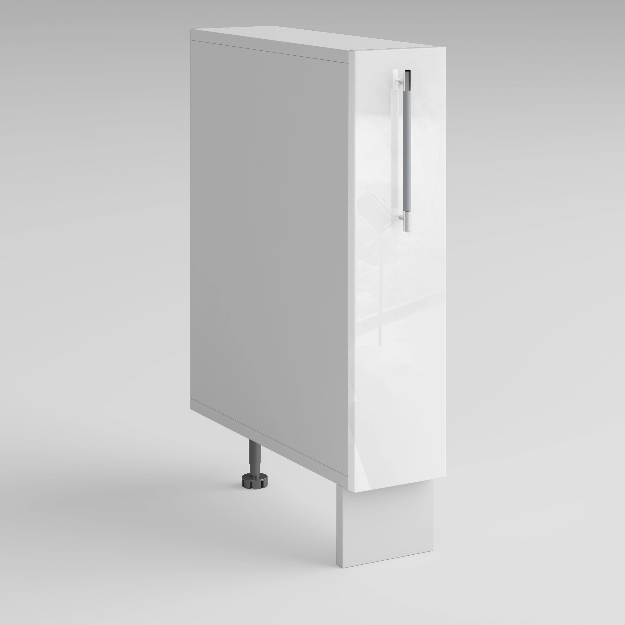 Meuble bas de cuisine blanc laqué 1 porte panier coulissant Inox L 15 x H 72 cm