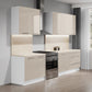 Cuisine complète haut et bas 280cm 6 meubles dont sous évier, façade laquée Beige, Poignées inox et pieds fournis