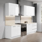 Cuisine complète haut et bas 280cm 6 meubles dont sous évier, façade laquée Blanche, Poignées inox et pieds fournis