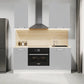Cuisine complète haut et bas 160cm 5 meubles dont sous évier et bas four, façade laquée Gris, Poignées inox et pieds fournis