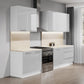 Cuisine complète haut et bas 280cm 6 meubles dont sous évier, façade laquée Grise, Poignées inox et pieds fournis