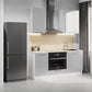 Cuisine complète haut et bas 160cm 5 meubles dont sous évier et bas four, façade laquée Gris, Poignées inox et pieds fournis