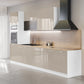 Cuisine complète haut et bas 300cm 6 meubles dont sous évier et colonne four, façade laquée beige, Poignées inox et pieds fournis